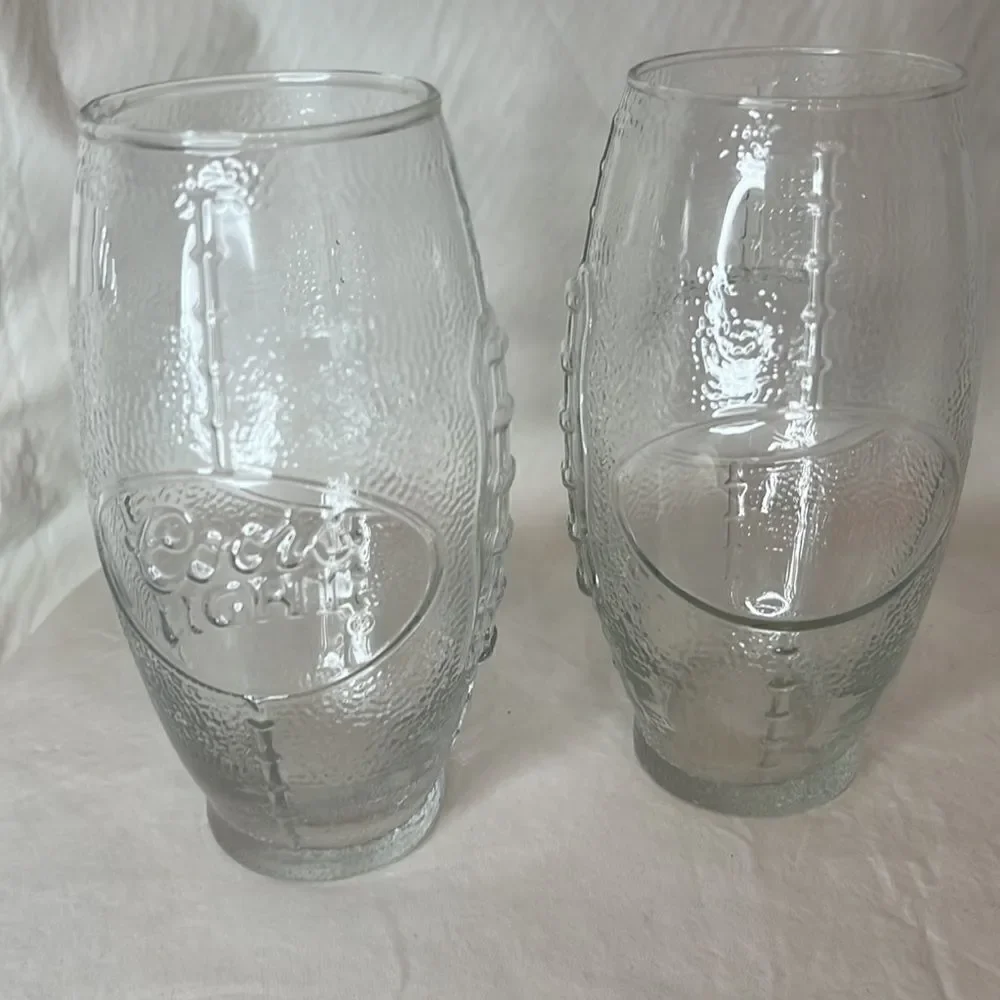 Coors Light Football Beer Drinking Glasses 2 1/2 In Round 6 1/2 In Tall Set 2
